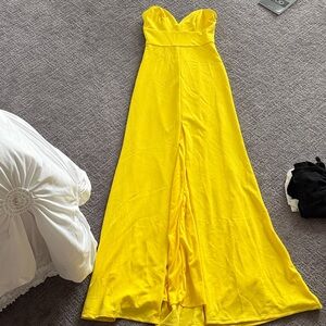 Strapless Yellow Evening Gown